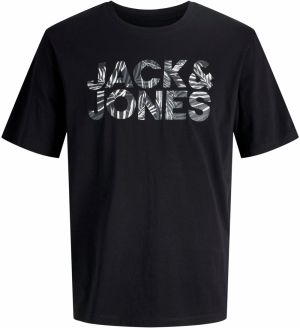 JACK & JONES Tričko 'JJEJEFF'  tmavosivá / čierna / biela