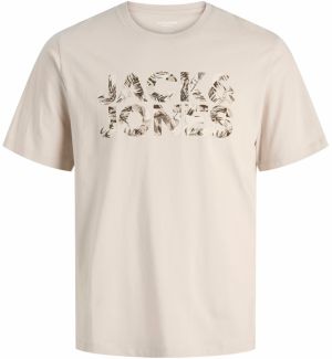 JACK & JONES Tričko 'JJEJEFF'  krémová / hnedá / tmavohnedá