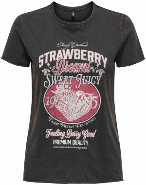 ONLY Tričko 'ONLLUCY'  bordová / čierna melírovaná / šedobiela