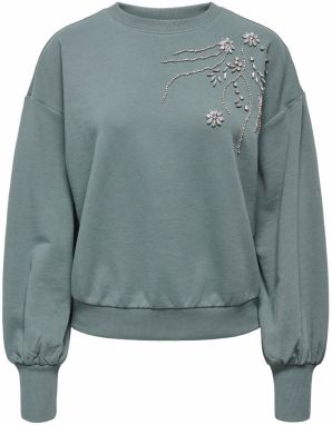 ONLY Mikina 'ONLCamela Brooke'  tmavozelená / strieborná