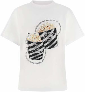 GUESS Tričko 'POPCORN'  čierna / biela