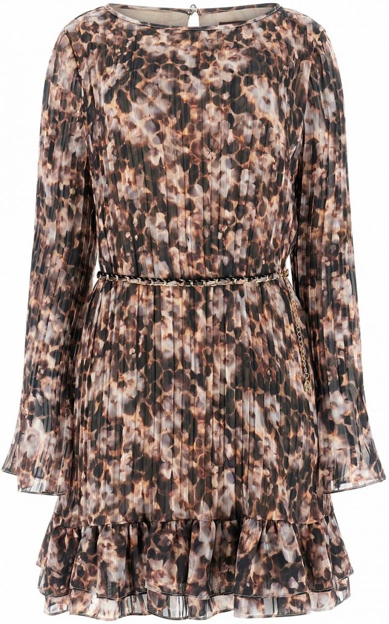 GUESS Šaty 'ILENIA'  hnedá / čierna / šedobiela