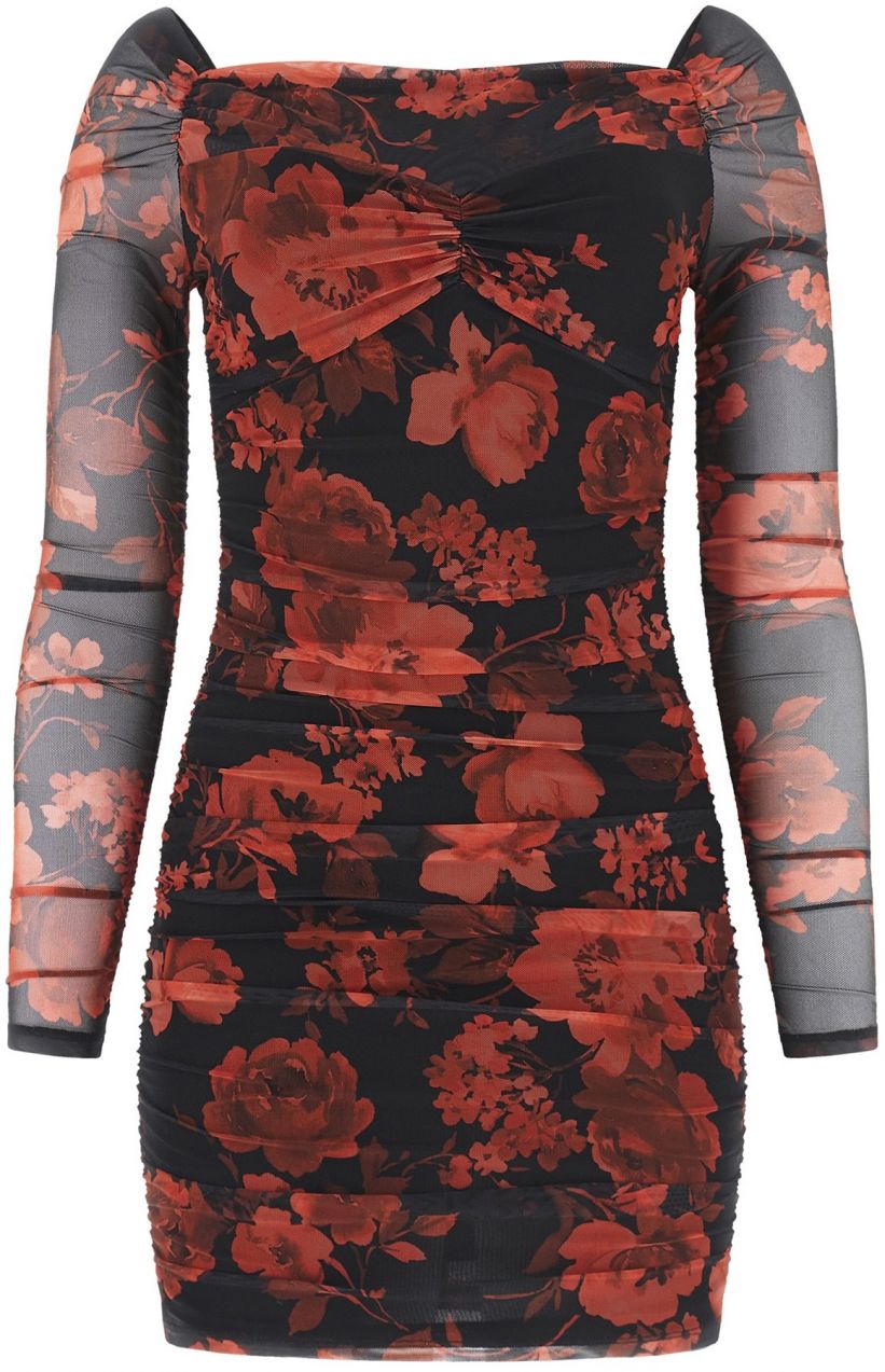 GUESS Šaty  čerešňová / tmavočervená / čierna