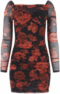 GUESS Šaty  čerešňová / tmavočervená / čierna