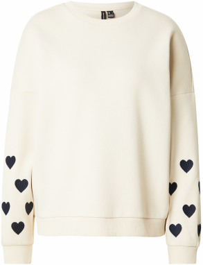 VERO MODA Mikina 'VMKAROL'  béžová / námornícka modrá