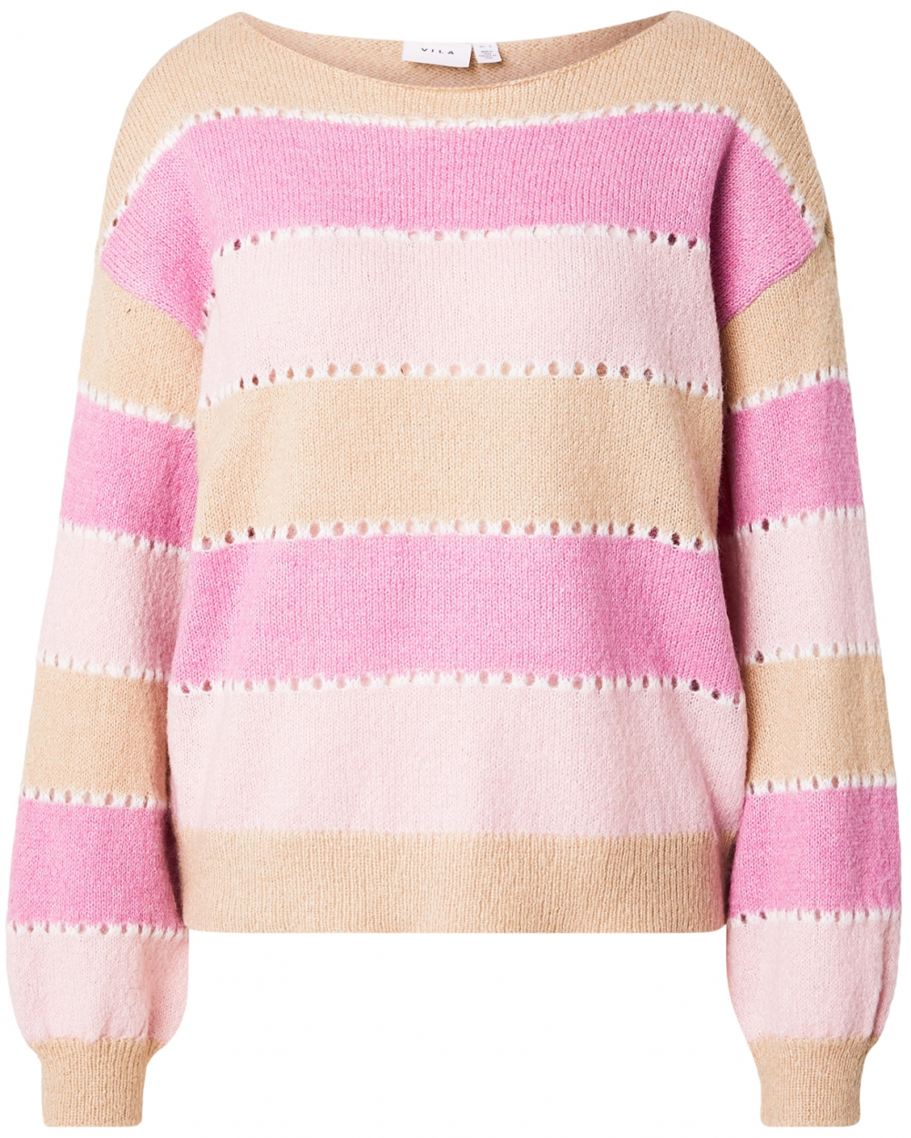 VILA Sveter  béžová / ružová / eozín / biela