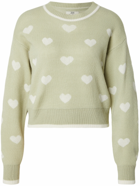 JDY Sveter 'JDYROMANCE'  pastelovo zelená / biela
