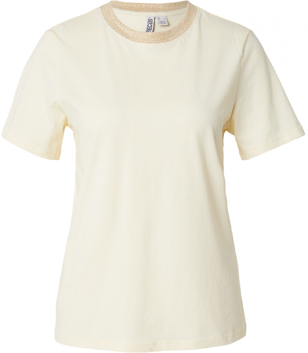 PIECES Tričko 'PCRIA'  zlatá / biela ako vlna