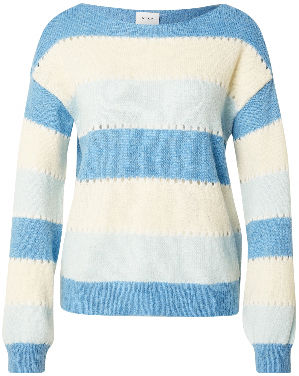 VILA Sveter  krémová / nebesky modrá / svetlomodrá
