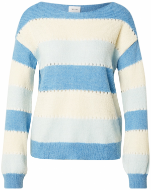 VILA Sveter  krémová / nebesky modrá / svetlomodrá