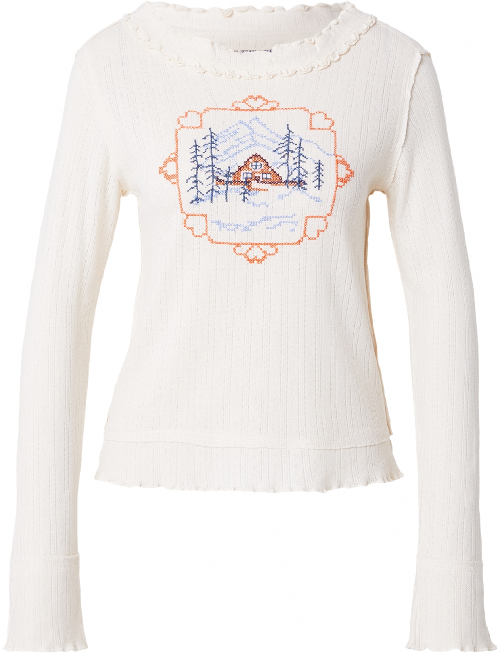 Free People Tričko 'THROUGH THE WOODS'  modrá / námornícka modrá / oranžová / biela