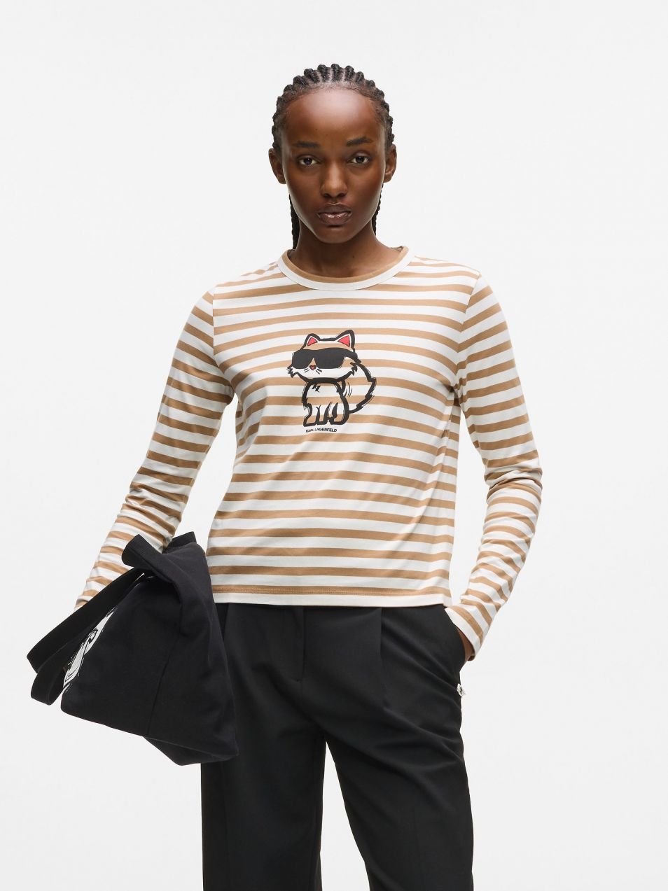 Karl Lagerfeld Tričko 'IKON'  piesková / červená / čierna / biela