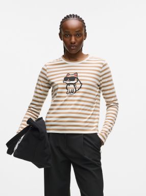 Karl Lagerfeld Tričko 'IKON'  piesková / červená / čierna / biela