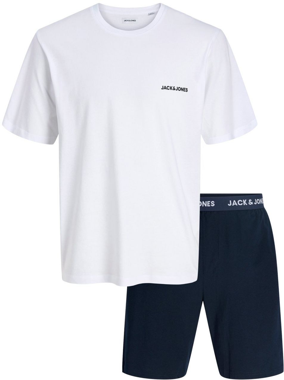JACK & JONES Krátke pyžamo 'JACEVEREST'  tmavomodrá / biela