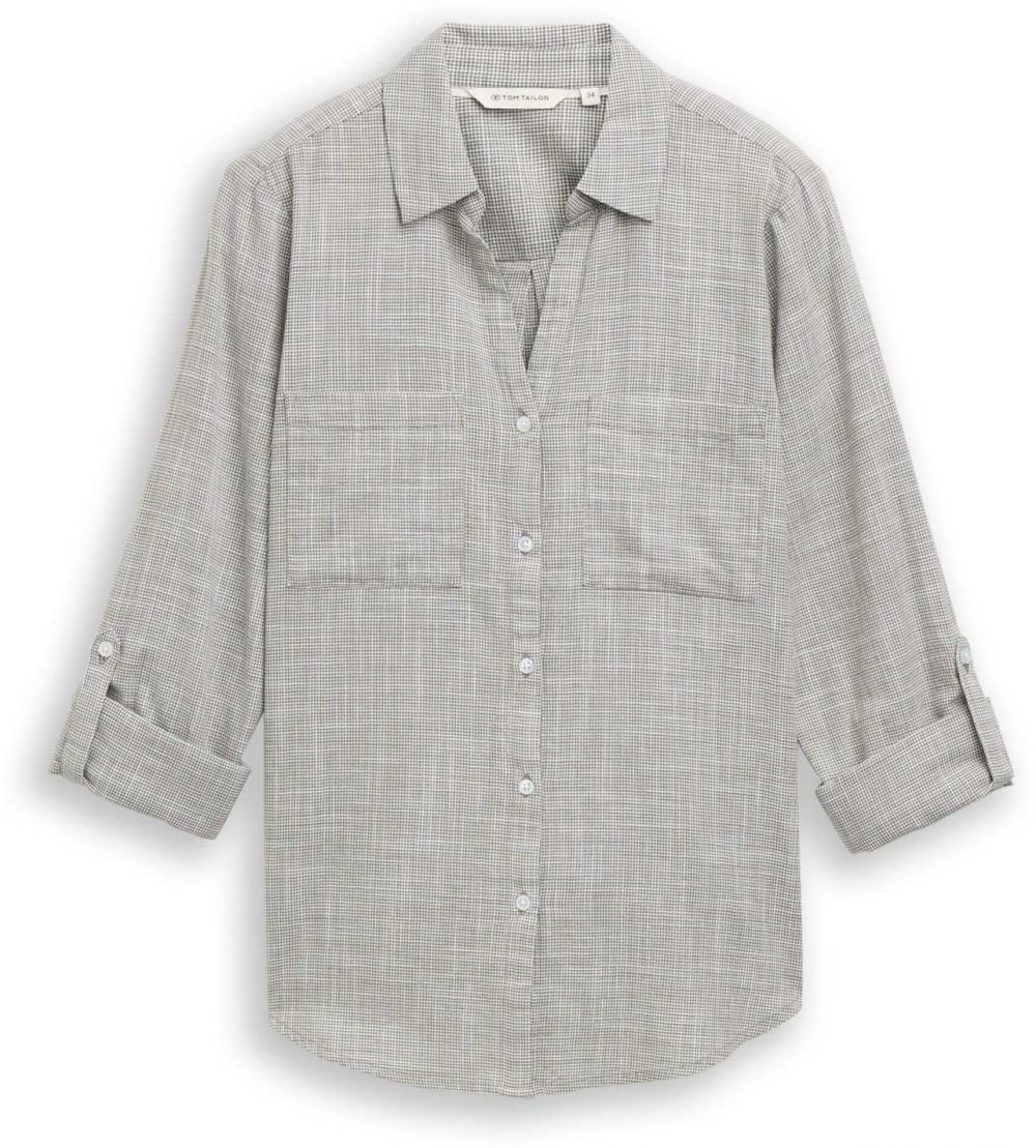 TOM TAILOR Blúzka  sivá / biela