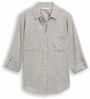 TOM TAILOR Blúzka  sivá / biela