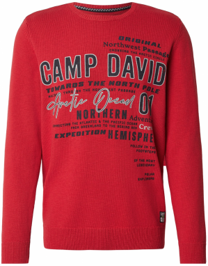 CAMP DAVID Sveter  červená / čierna / biela