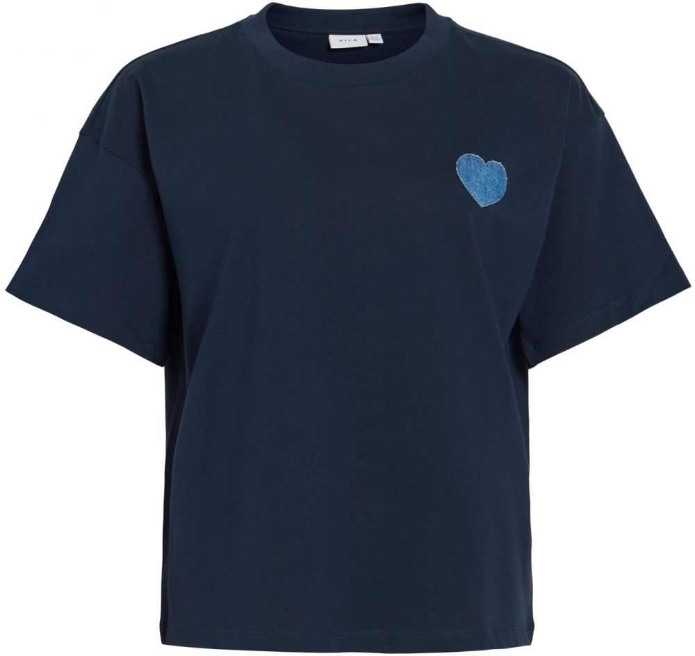 VILA Tričko 'VIMONIE HEART'  námornícka modrá / svetlomodrá