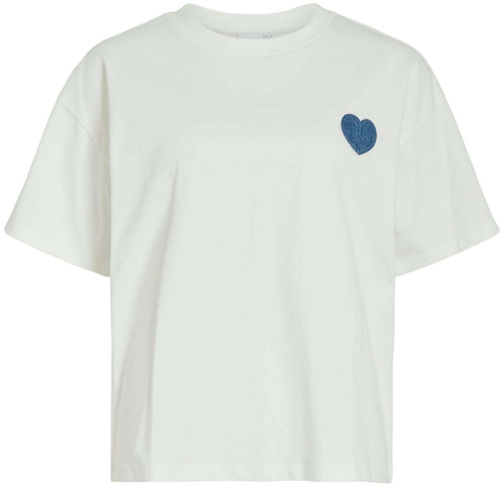 VILA Tričko 'VIMONIE HEART'  modrá / biela