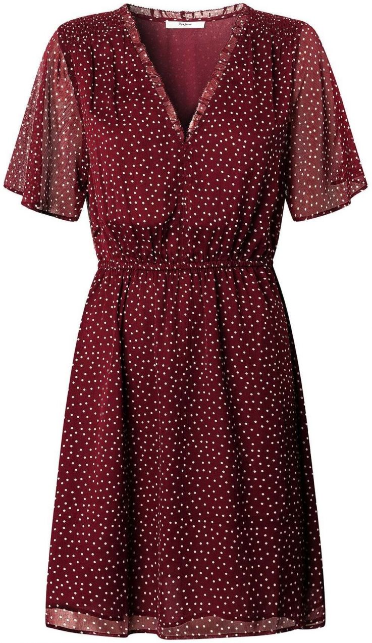 Pepe Jeans Šaty 'MARIUS'  tmavočervená / biela