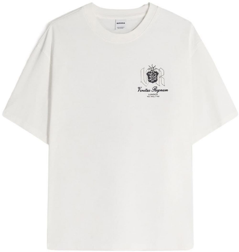 Bershka Tričko  čierna / šedobiela