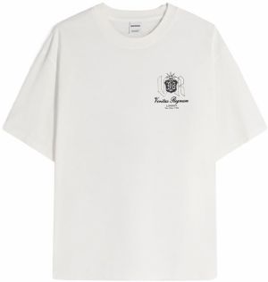 Bershka Tričko  čierna / šedobiela