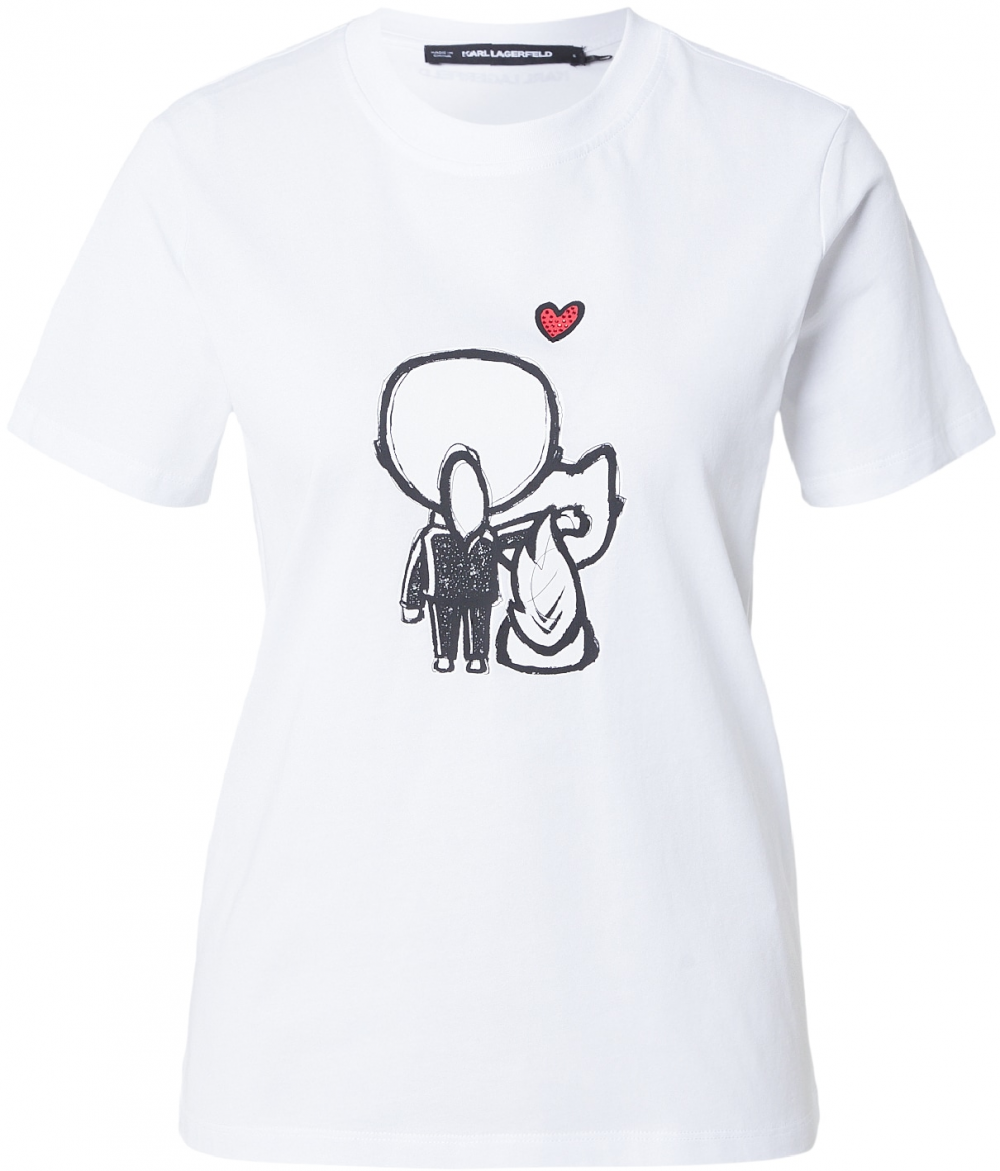 Karl Lagerfeld Tričko 'IKON VALENTINE'  čierna / biela