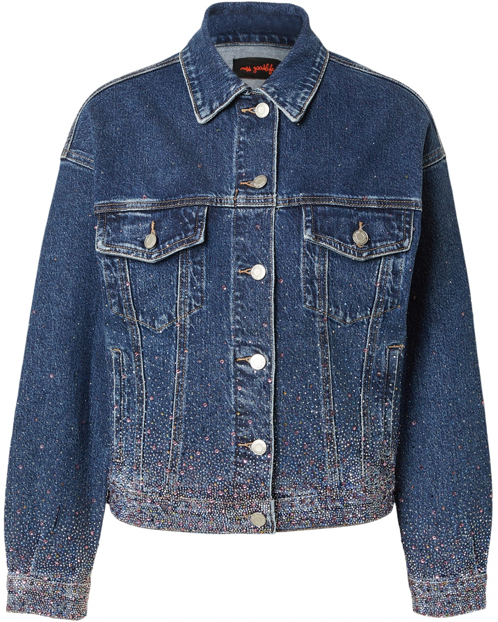 miss goodlife Prechodná bunda  modrá denim / svetlozelená / ružová / strieborná