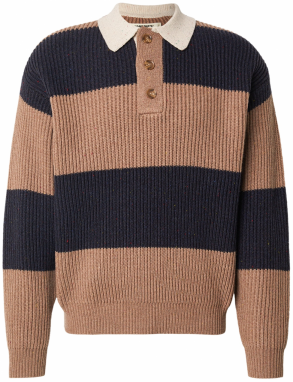 Woodbird Sveter 'Lotu'  farba ťavej srsti / svetlobéžová / námornícka modrá