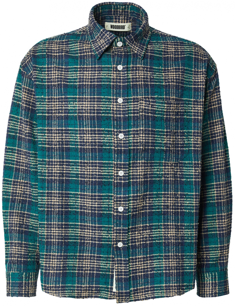 Woodbird Košeľa 'Jong Em'  béžová / námornícka modrá / smaragdová