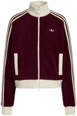 ADIDAS ORIGINALS Kardigán 'VELOUR KNIT TRACK'  vínovo červená / biela