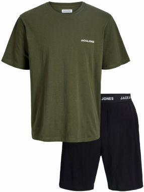 JACK & JONES Krátke pyžamo 'JACEVEREST'  olivová / čierna / biela