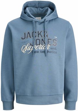 Jack & Jones Plus Mikina  dymovo modrá / tmavomodrá / biela