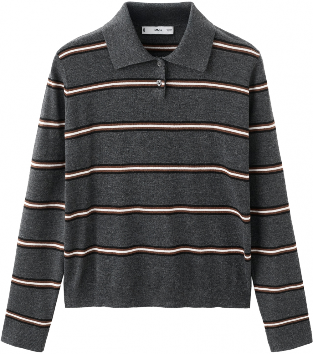 MANGO Sveter 'CAILLU'  karamelová / tmavosivá / čierna / biela