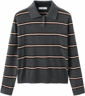 MANGO Sveter 'CAILLU'  karamelová / tmavosivá / čierna / biela