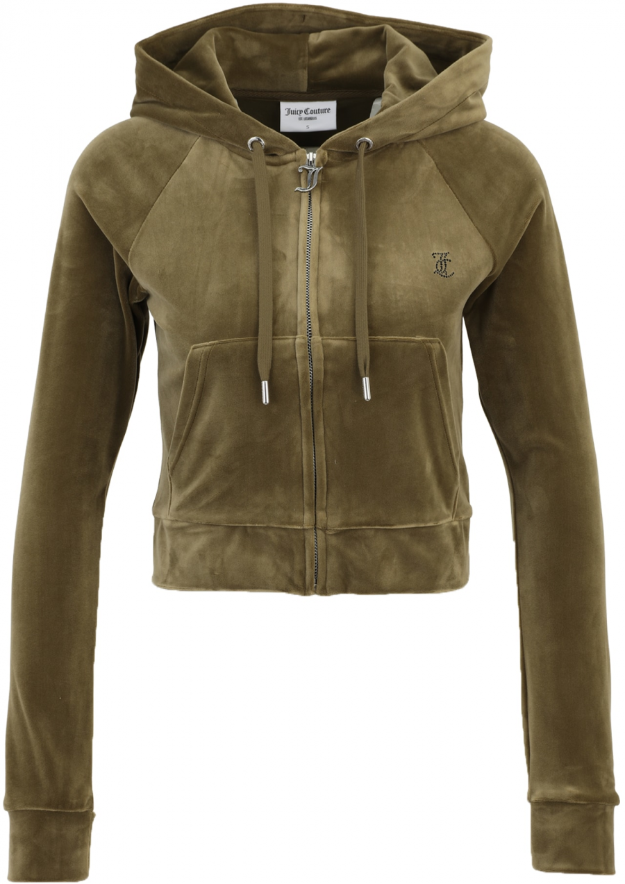 Juicy Couture Petite Tepláková bunda 'MADISON'  antracitová / tmavozelená