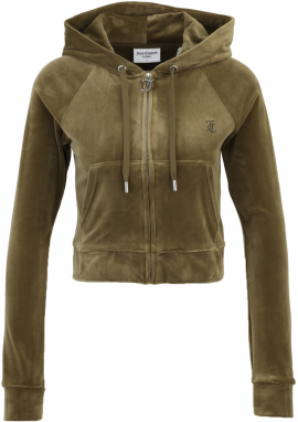 Juicy Couture Petite Tepláková bunda 'MADISON'  antracitová / tmavozelená