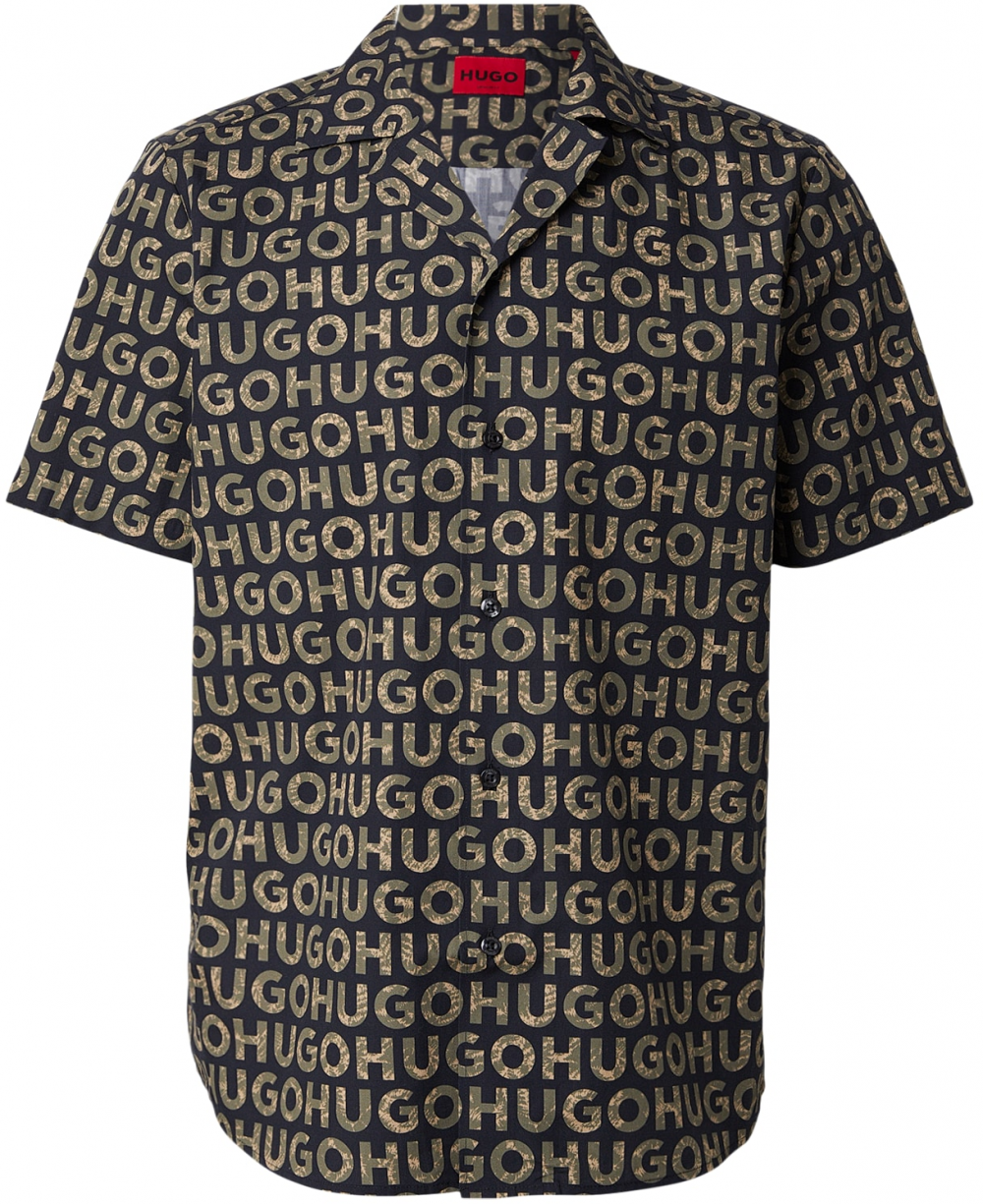 HUGO Košeľa 'Ellino'  piesková / kaki / čierna