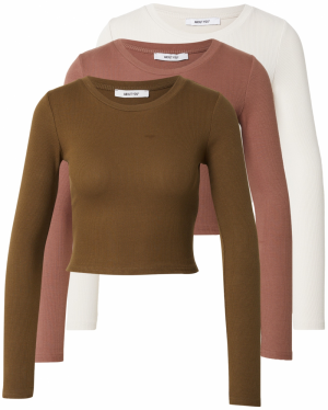 ABOUT YOU Tričko 'Loretta'  krémová / hrdzavohnedá / olivová