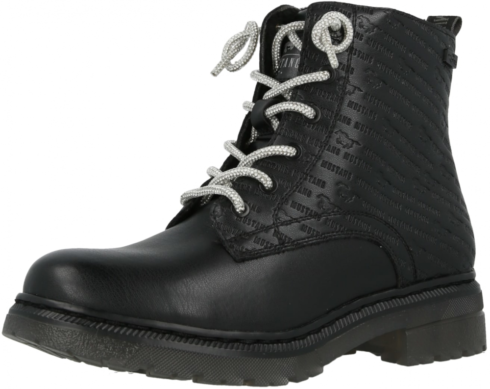 MUSTANG Šnurovacie členkové čižmy  čierna