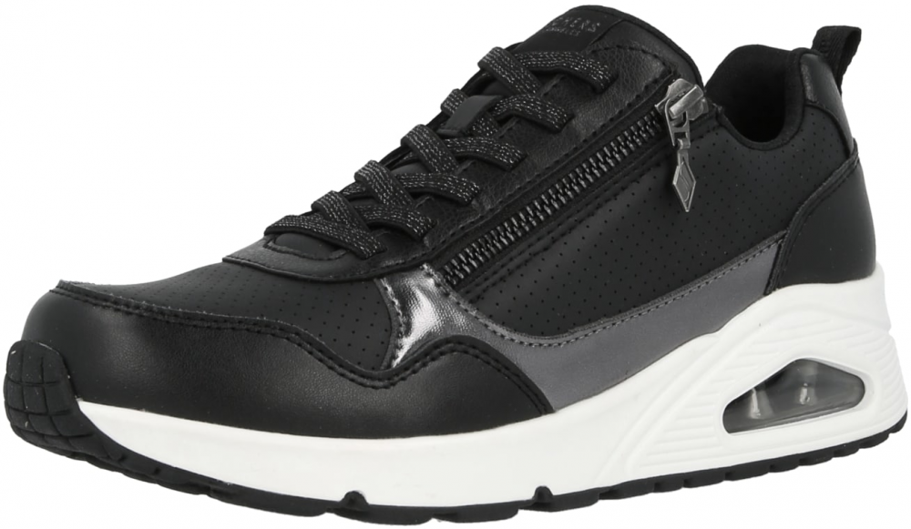 SKECHERS Nízke tenisky 'UNO'  čierna / strieborná