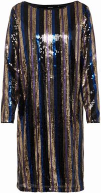 VERO MODA Kokteilové šaty 'DORIS BOATNECK DRESS'  námornícka modrá / zlatá / čierna