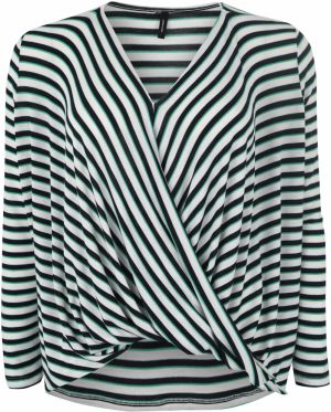 Vero Moda Curve Sveter 'VMIRENE HONIE LS WRAP TOP CURVE'  tmavomodrá / tmavozelená / biela