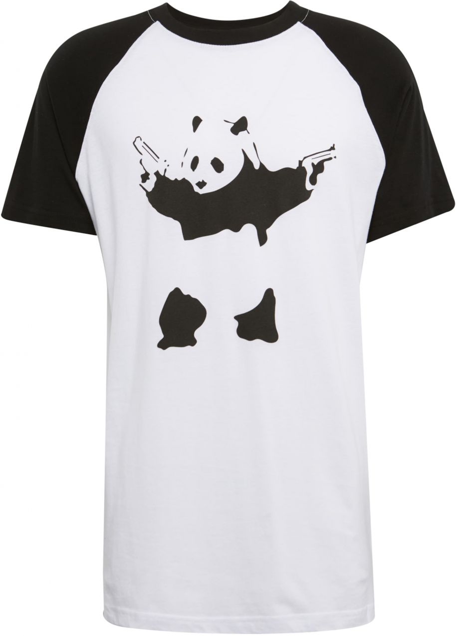 Mister Tee Tričko 'Banksy Panda'  čierna / biela