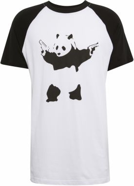 Mister Tee Tričko 'Banksy Panda'  čierna / biela