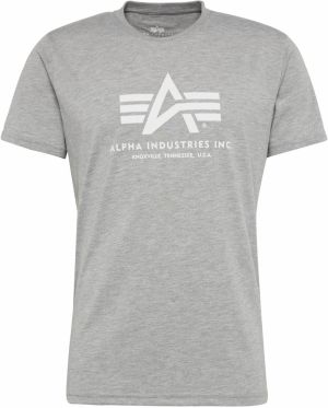 ALPHA INDUSTRIES Tričko  sivá melírovaná / biela