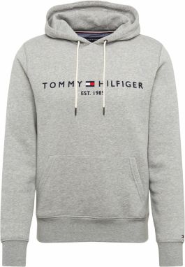 TOMMY HILFIGER Mikina  námornícka modrá / sivá melírovaná / červená / biela