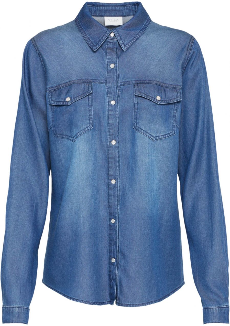 VILA Blúzka 'VIBista'  modrá denim
