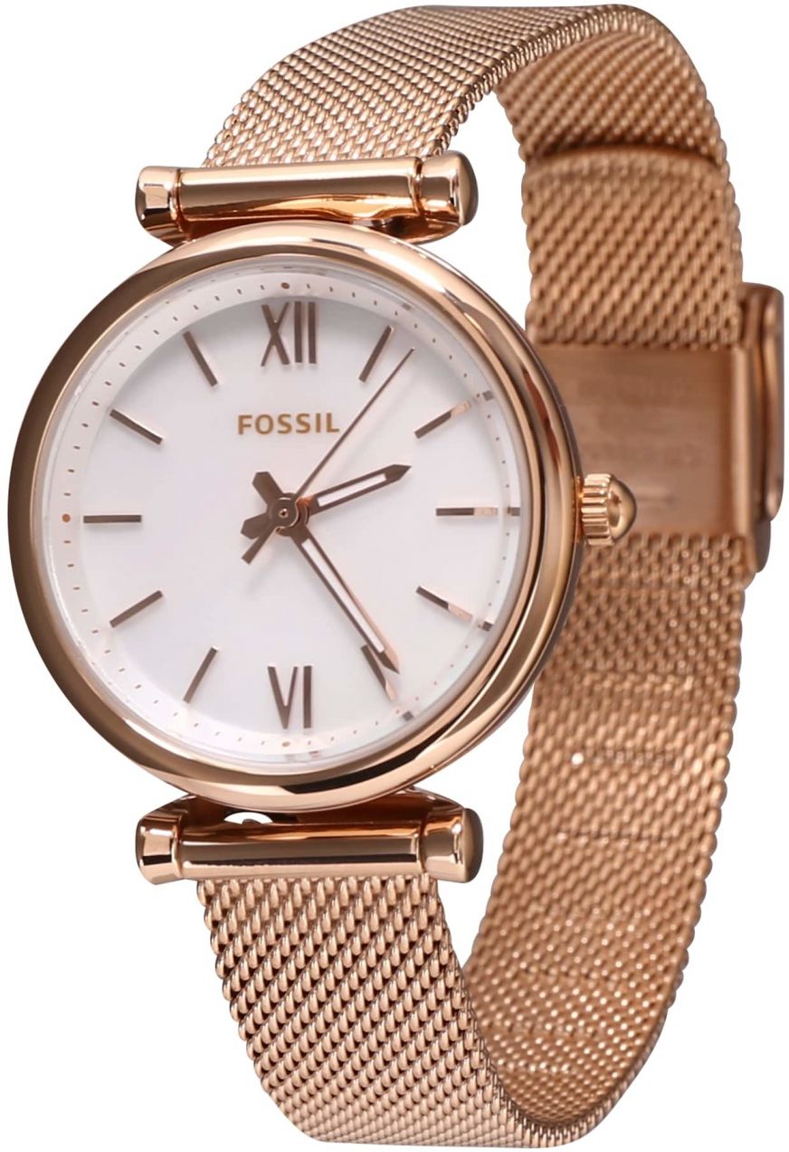 FOSSIL Analógové hodinky  ružové zlato / biela