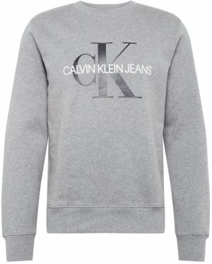 Calvin Klein Jeans Mikina  sivá melírovaná / čierna / biela